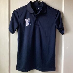 IZOD Boys Navy Blue Short Sleeve Wrinkle Resistant Moisture Wicking Polo Shirt